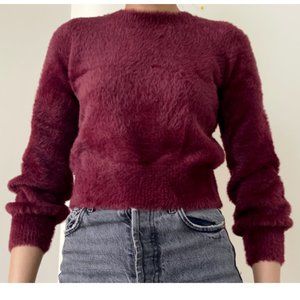 Sunday Best, Fuzzy Sweater in Deep Red Plum